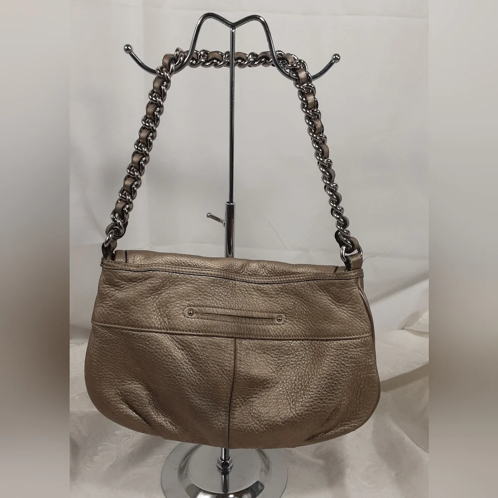 B. Makowsky Gold Metallic Leather Hobo Shoulder Bag.